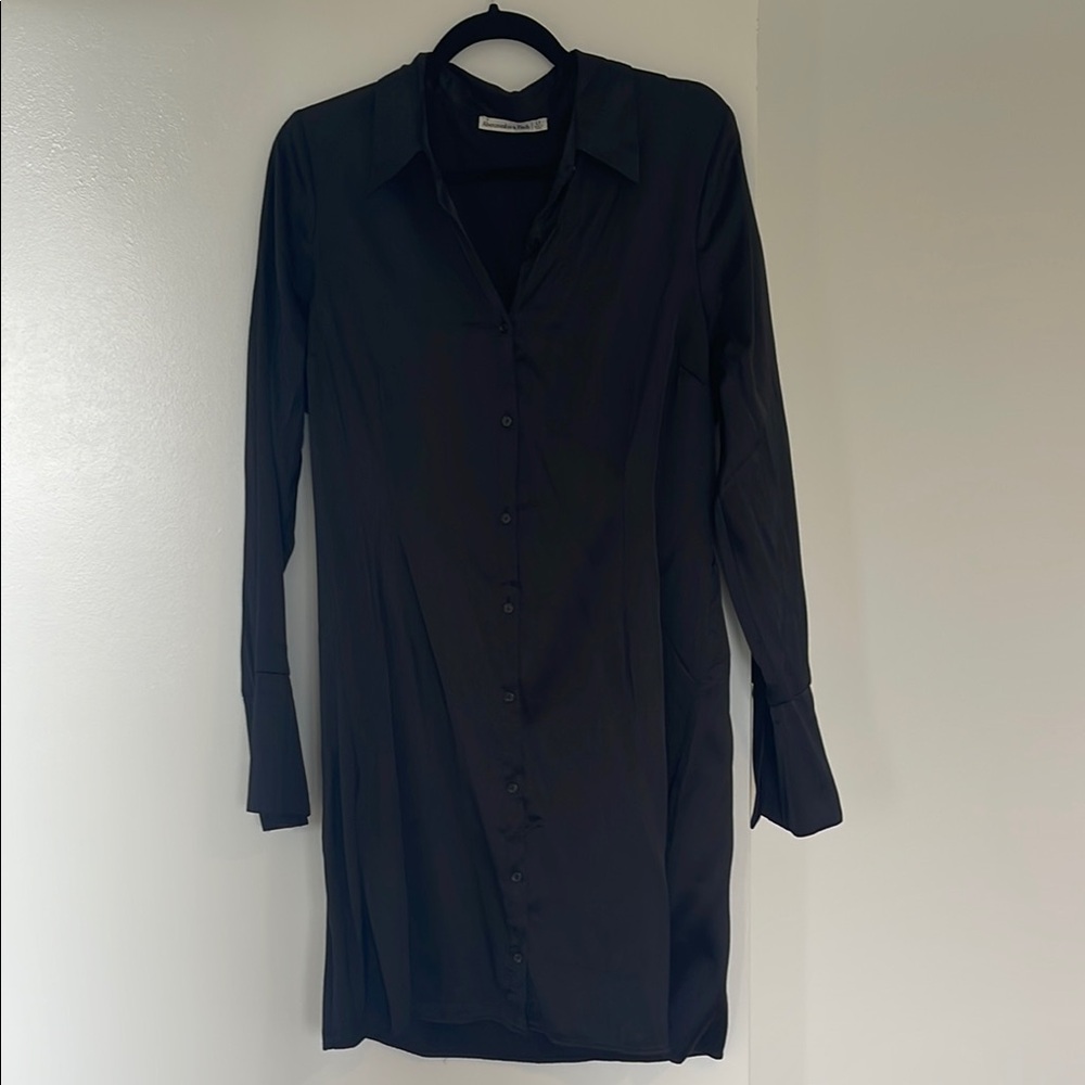 Black Button-Up Shirt Dress